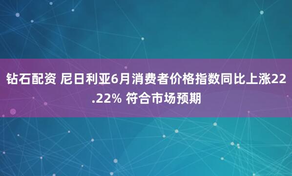 钻石配资 尼日利亚6月消费者价格指数同比上涨22.22% 符合市场预期